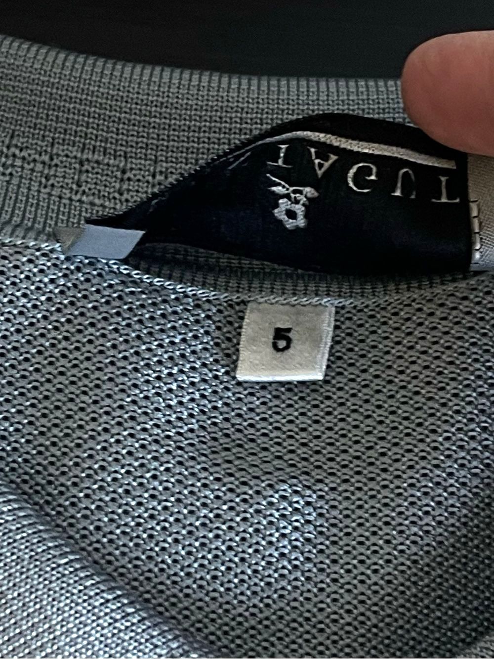 VTG Montagut Paris Fil Lumiere Knit Long Sleeve Polo Shirt Silver Gray Size 5 L - Picture 5 of 8